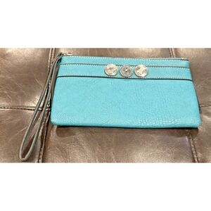 Ginger Snaps Wristlet Three Snaps Faux Leather Winged  Heart Bone Pouch‎
